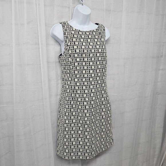 Banana Republic Navy Blue Bone Jacquard Sleeveless Sheath Dress Retro 6 - Picture 4 of 12